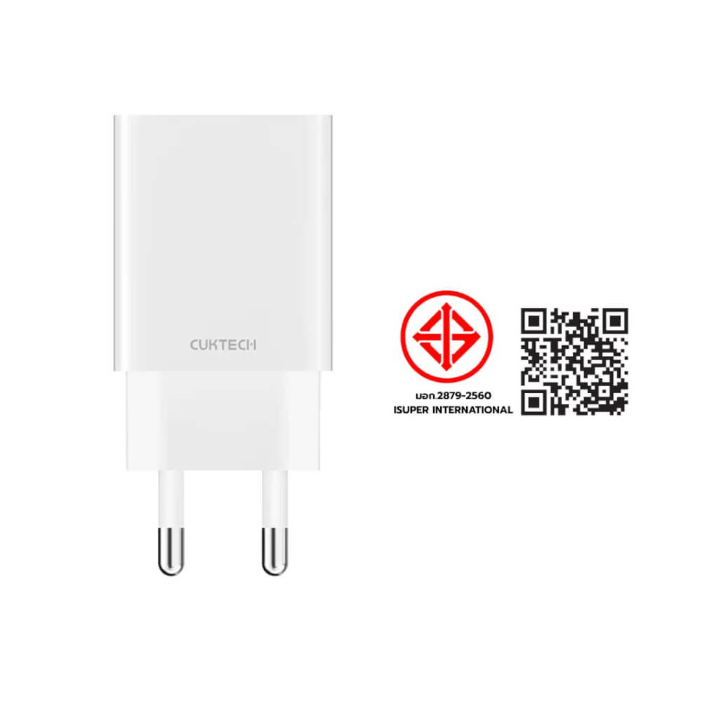 หัวชาร์จเร็ว CUKTECH USB-C GAN 30W CUKTECH A18T สีขาว ใช้สำหรับ IPHONE (รองรับเทคโนโลยี PD 3.0)KR